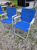 Pair of Blue Folding Outdoor Chairs (two sets available, priced separately)