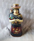 Hand Painted Wooden Folk Art Woman and Child Figurine
