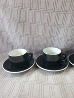 8 Piece Black and White Ceramic Coffee Mug and Saucer Set