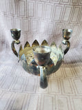 Vintage Silverplate Lotus Flower Candlestick Holder and Vase