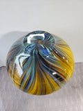 (C) Murano Style Art Glass Swirl Round Vase