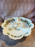 Porcelain Ware 3 Section Holly Yuletide Bon Bon Dish