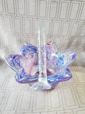Glass Swirl Pattern Basket Candy Dish