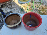 Two Small Glazed Terracotta Planters