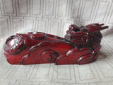 Asian Inspired Hand Carved Red Wood Dragon Figurine