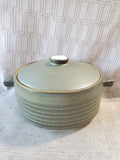 Olive Green Pottery Covered Casserole Dish
