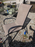 Grey and Tan Outdoor Chair, Aluminum Frame w/Mesh Seat