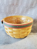 Longaberger Round Red and Green Rim Basket