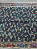 Black and Gold Toned Floral and Bird Motif Table Runner