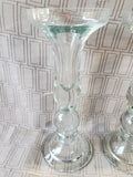 Pair of Heavy Clear Glass Candlestick Holder
