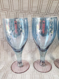 Set of 4 Blue and Purple Stemmed Goblets