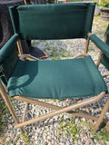 Two Green Canvas Folding Captains Chairs