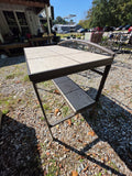 Two-Tier Bronze Tone Planting Table w/Tile Top/Shelf