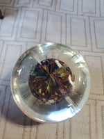 Clear Glass and Millefiori Flower Paperweight