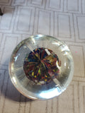 Clear Glass and Millefiori Flower Paperweight