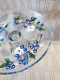 Hand Painted Clear Glass Pedestal Dessert Stand