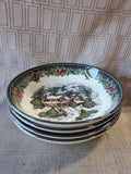 Set of 4 Royal Stafford Christmas Snowy Cabin Pasta Bowls