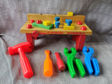 Vintage Wooden Playskool Workbench with Accessories