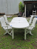 Grosfillex Folding/Adjustable Resin Chairs w/Unbranded Adjustable Size Outdoor Table