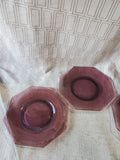 Set of 4 Octagonal Amethyst Glass Salad Plates