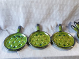 Set of 6 Green Glazed Ceramic Escargot Dishes