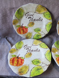 8 Piece Plastic Pumpkin Watercolor Dinner and Salad Plates