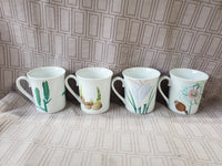 Set of 4 Horchow Collection Botanical Mugs
