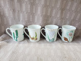 Set of 4 Horchow Collection Botanical Mugs
