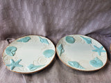 Set of 4 Cracker Barrel Stoneware Beach Themed Dinner Plates