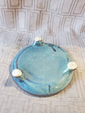 Blue Glazed Footed Pillar Candle Holder