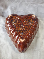 Brown Glazed Ceramic Heart Shaped Cake Pan