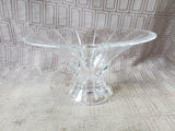 Heavy Clear Glass Ribbed Flared Pedestal Vase