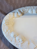 White Embossed Fruit Ceramic Serving Platter