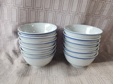 Set of 12 Blue and White Pedestal Rice Bowls