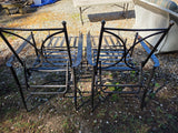 Pair of Black Metal Reclining Outdoor Chairs w/Brass Accents and Ottomans *Read Description*