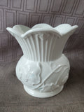 Villa Verde White Embossed Ceramic Vase