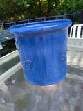 Blue Butterfly Glazed Terracotta Crock/Planter (Y)