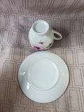 White Ceramic Dragonfly Teacup and Saucer Set