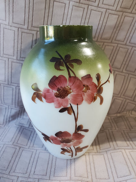 Hand Painted Milk Glass Vase