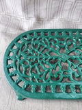 Cast Iron Green Enamel Oval Trivet