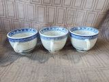 5 Piece Asian Inspired Blue and White Rice Eye Dish Lot AS IS—READ DESCRIPTION CAREFULLY**