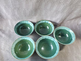 Set of 5 Glazed Pottery Rice Bowls