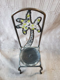 Metal and Beaded Palm Tree Chair Pillar Candle Holder