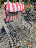 Pair of Black Metal Rocking Outdoor Chairs w/Side Table And Cushions
