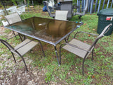 5-Piece Outdoor Dining Set, Aluminum Table w/Smoked Glass Top and Mesh Chairs *Read Description*