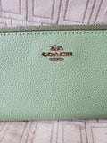 Coach Green Pebble Leather Zip-Around Wallet