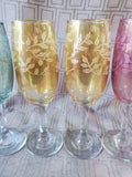 Set of 6 Cristalleria Fratelli Fumo Style Champagne Flutes