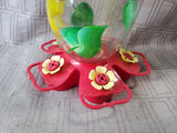 Hand Painted Glass Sunflower Hummingbird Feeder