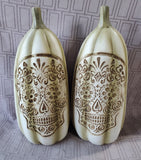 Pair of Resin Day of the Dead Sugar Skull Gourds