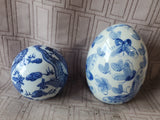 2 Piece Asian Inspired Blue and White Ceramic Decor Lot
